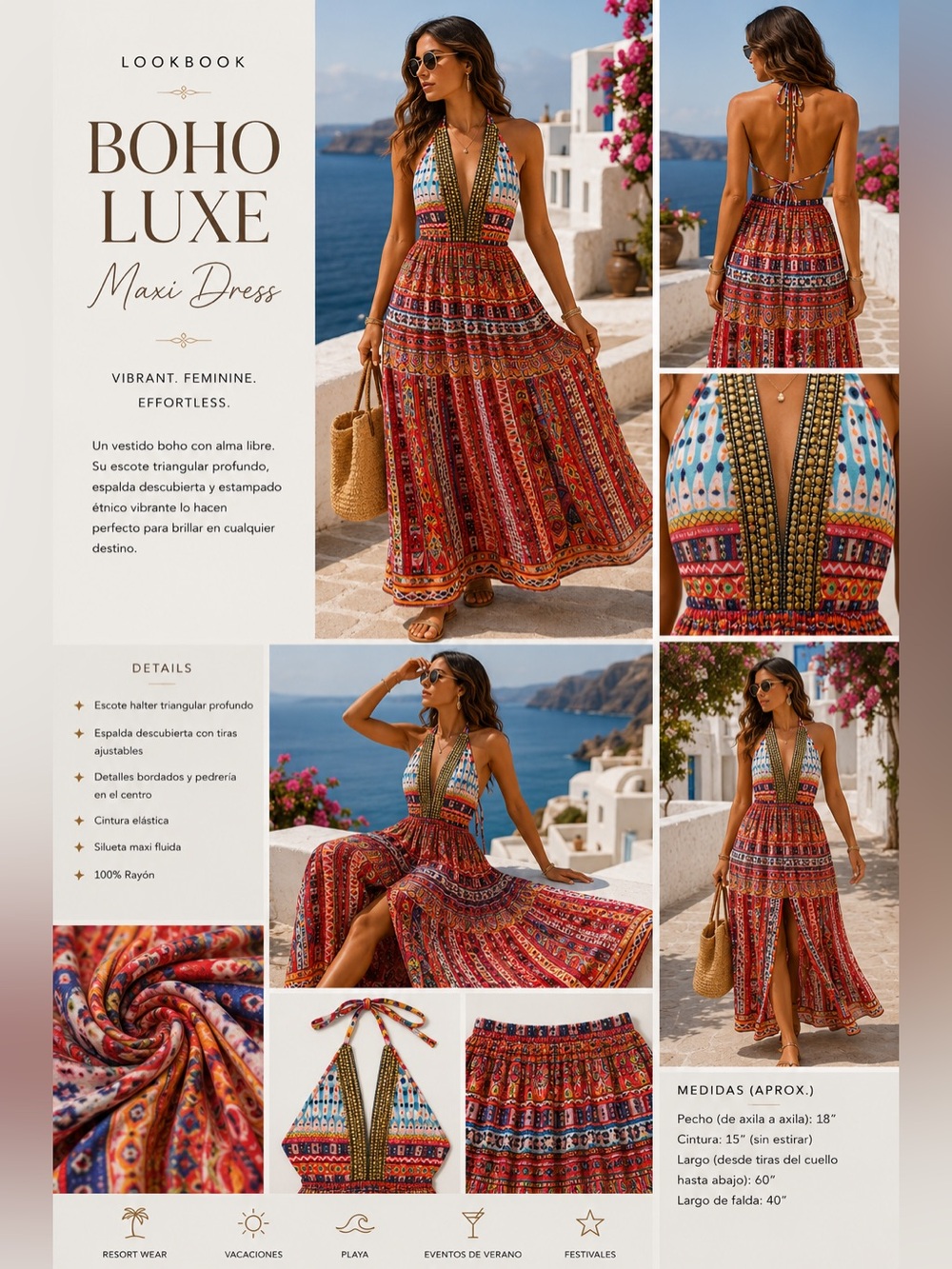 Manish Vaid Beaded Halter Resort Maxi Dress . Size M